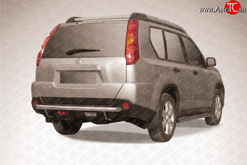 8 999 р. Одинарная защита заднего бампера из трубы диаметром 57 мм Slitkoff Nissan X-trail 2 T31 дорестайлинг (2007-2011) (Цвет: нержавеющая полированная сталь)  с доставкой в г. Пермь