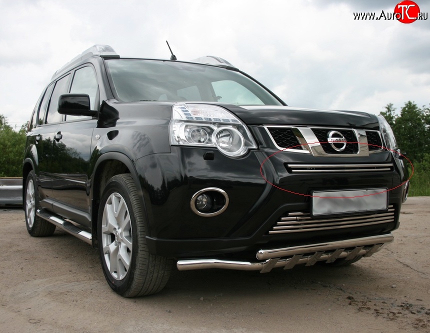 2 204 р. Декоративная вставка воздухозаборника Novline (d16 мм, верхняя) Nissan X-trail 2 T31 рестайлинг (2010-2015)  с доставкой в г. Пермь