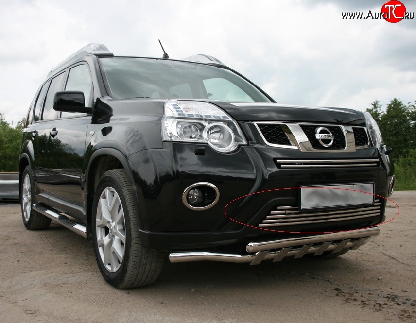 4 769 р. Декоративная вставка воздухозаборника Novline (d16 мм, нижняя) Nissan X-trail 2 T31 рестайлинг (2010-2015)  с доставкой в г. Пермь
