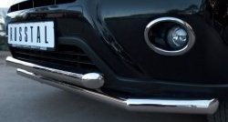 17 649 р. Защита переднего бампера (2 трубыØ63 мм, нержавейка) SLITKOFF  Nissan X-trail  2 T31 (2010-2015) рестайлинг  с доставкой в г. Пермь. Увеличить фотографию 3