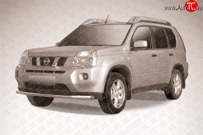 11 749 р. Одинарная защита переднего бампера из трубы диаметром 57 мм Slitkoff Nissan X-trail 2 T31 рестайлинг (2010-2015) (Цвет: нержавеющая полированная сталь)  с доставкой в г. Пермь
