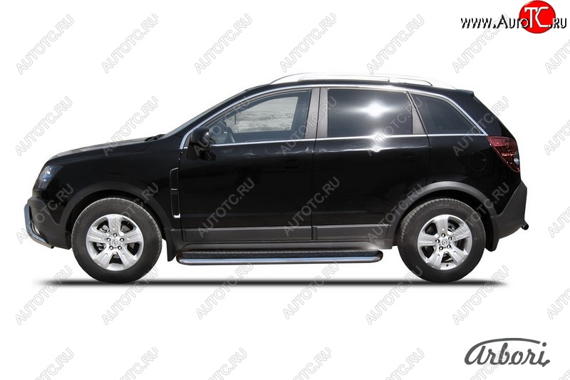 14 219 р. Защита штатных порогов с листом Arbori (нержавейка, алюминий, d57) Opel Antara (2006-2010)  с доставкой в г. Пермь