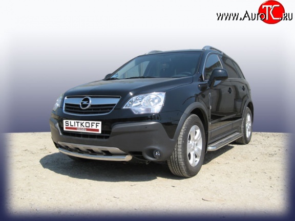 6 499 р. Одинарная защита переднего бампера из трубы диаметром 57 мм Slitkoff Opel Antara (2006-2010) (Цвет: нержавеющая полированная сталь)  с доставкой в г. Пермь