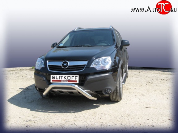 29 999 р. Усиленная защита переднего бампера из трубы диаметром 76 мм Slitkoff  Opel Antara (2006-2010) (Цвет: нержавеющая полированная сталь)  с доставкой в г. Пермь