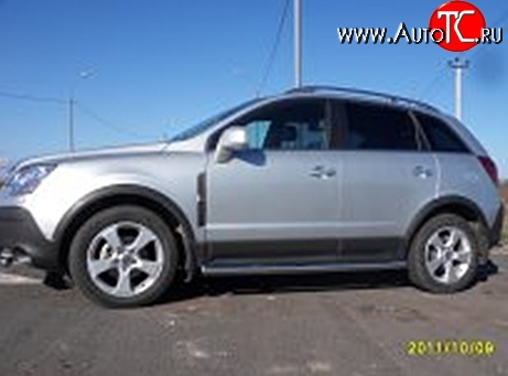 11 899 р. Защита порогов с проступью d76 мм Металл Дизайн  Opel Antara (2006-2010) (полированная нержавейка)  с доставкой в г. Пермь