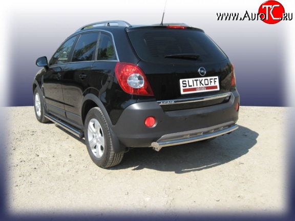 9 799 р. Одинарная защита заднего бампера из трубы диаметром 57 мм Slitkoff Opel Antara (2006-2010) (Цвет: нержавеющая полированная сталь)  с доставкой в г. Пермь