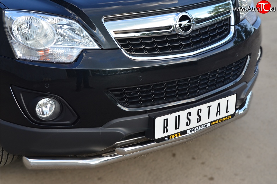 16 949 р. Защита переднего бампера (2 трубыØ63 и 42 мм, нержавейка) SLITKOFF Opel Antara рестайлинг (2010-2015)  с доставкой в г. Пермь