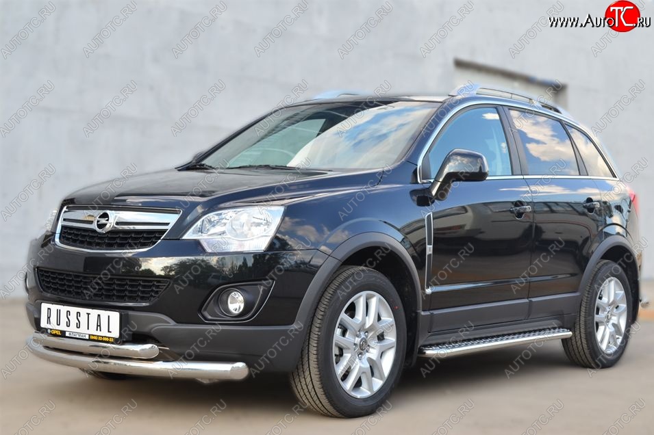 22 999 р. Защита порогов из круглой трубы диаметром 42 мм SLITKOFF v2  Opel Antara (2010-2015) рестайлинг  с доставкой в г. Пермь