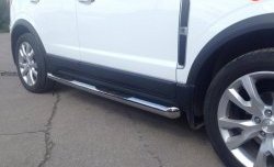 Защита порогов d76 мм с проступью Металл Дизайн Opel Antara (2010-2015) рестайлинг (полированная нержавейка)