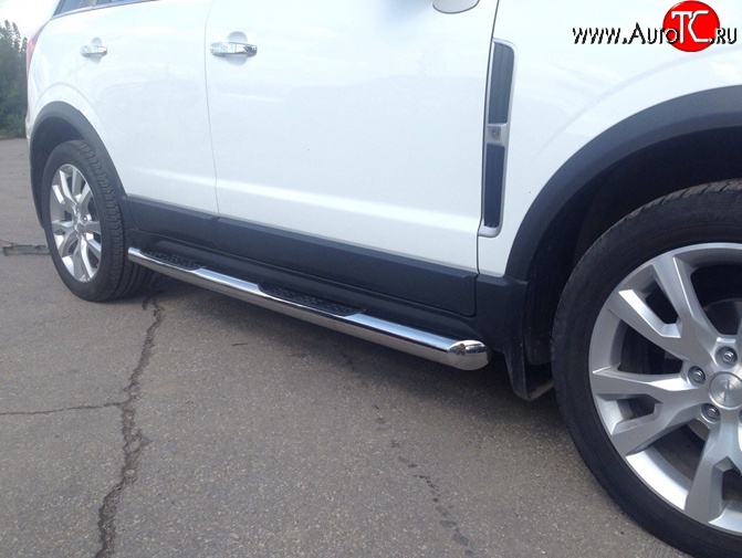 11 899 р. Защита порогов d76 мм с проступью Металл Дизайн  Opel Antara (2010-2015) рестайлинг (полированная нержавейка)  с доставкой в г. Пермь