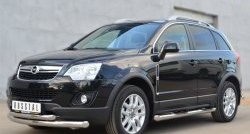 83 999 р. Защита порогов с пластиковыми вставками для ног из круглой трубы диаметром 76 мм Russtal Opel Antara рестайлинг (2010-2015) (Защита порогов с со скосами на торцах (вариант 1))  с доставкой в г. Пермь. Увеличить фотографию 4
