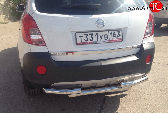 11 899 р. Двойная защита заднего бампера d63.5 мм Металл Дизайн  Opel Antara (2010-2015) рестайлинг (полированная нержавейка)  с доставкой в г. Пермь