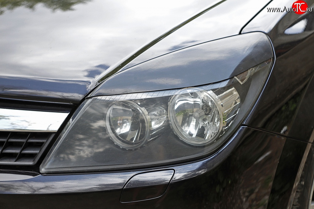 899 р. Реснички на фары RA  Opel Astra  H GTC (2004-2011) хэтчбек 3 дв. дорестайлинг, хэтчбек 3 дв. рестайлинг (Неокрашенные)  с доставкой в г. Пермь