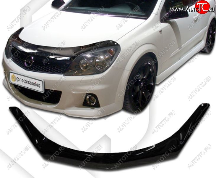 2 159 р. Дефлектор капота CA-Plastiс  Opel Astra  H (2004-2007) седан дорестайлинг (серия Classic черный, Без надписи)  с доставкой в г. Пермь