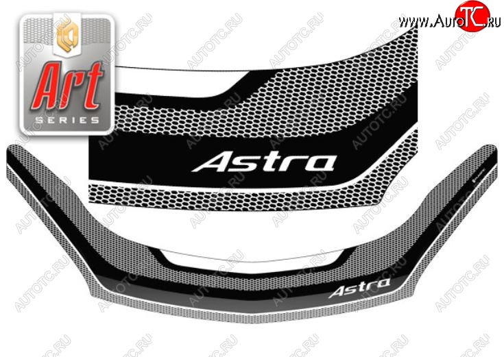 2 399 р. Дефлектор капота CA-Plastiс  Opel Astra  H (2004-2007) седан дорестайлинг (серия Art белая)  с доставкой в г. Пермь