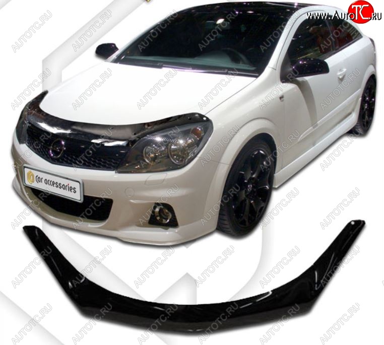 2 159 р. Дефлектор капота CA-Plastiс  Opel Astra  H (2004-2015) хэтчбек 5дв дорестайлинг, хэтчбек 5дв рестайлинг (серия Classic черный, Без надписи)  с доставкой в г. Пермь