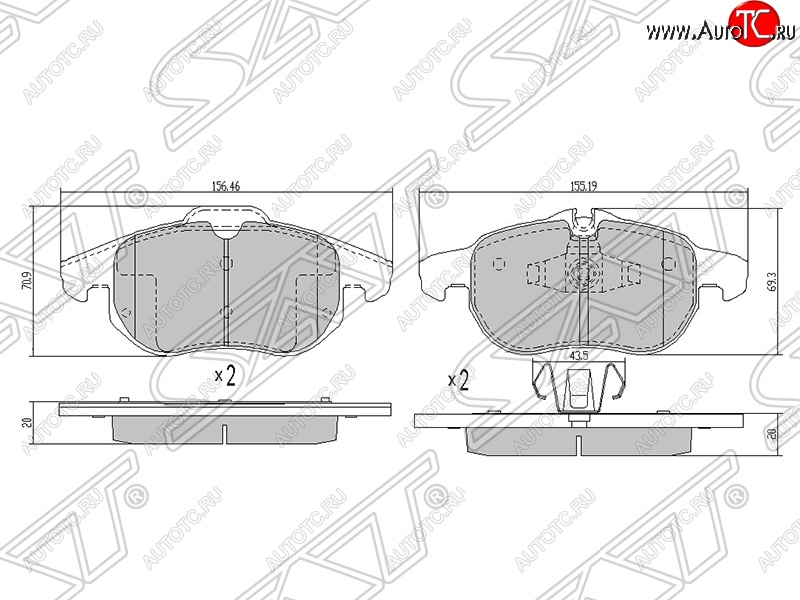 1 499 р. Колодки тормозные SAT (передние) Opel Astra H универсал (2004-2007)  с доставкой в г. Пермь