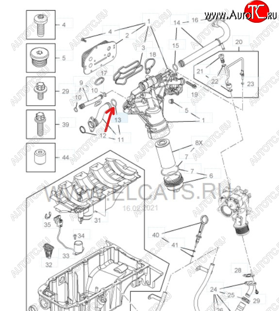 76 р. Уплотнительное кольцо трубопровода маслоохладителя GM (дв. Z16XEP) Opel Astra H хэтчбек 5дв дорестайлинг (2004-2007)  с доставкой в г. Пермь