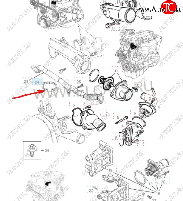 117 р. Уплотнительное кольцо маслопровода GM (дв. Z16XEP, к корпусу масляного фильтра) Opel Astra H хэтчбек 5дв дорестайлинг (2004-2007)  с доставкой в г. Пермь