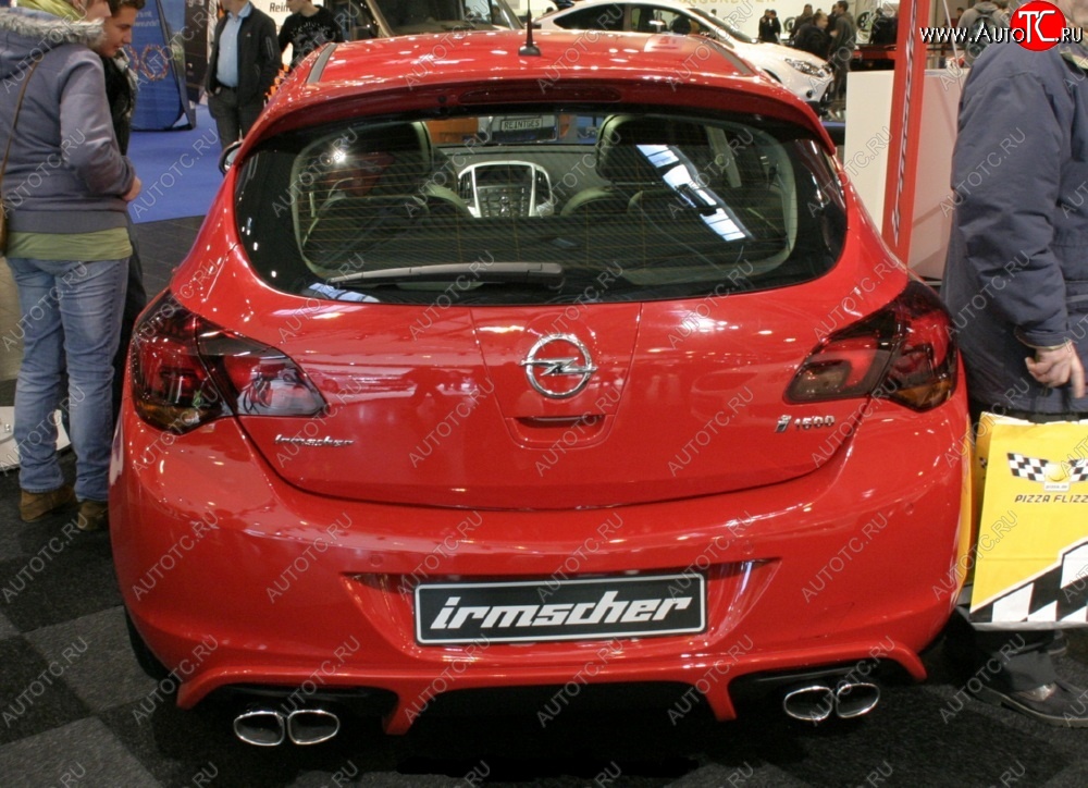 5 499 р. Накладка на задний бампер IRMSCHER Opel Astra J хэтчбек 5 дв.  рестайлинг (2012-2017) (Неокрашенная)  с доставкой в г. Пермь
