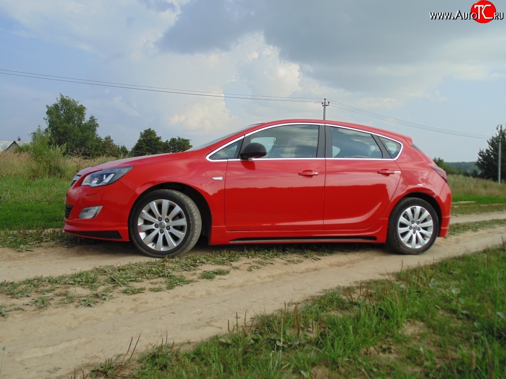 5 249 р. Пороги накладки Sport Opel Astra J хэтчбек 5 дв. дорестайлинг (2009-2012) (Неокрашенные)  с доставкой в г. Пермь