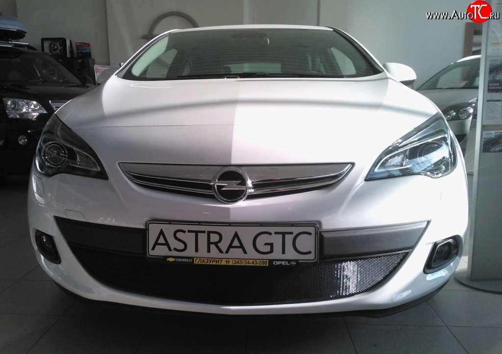 1 469 р. Сетка на бампер GTC Russtal (черная) Opel Astra J хэтчбек 5 дв. дорестайлинг (2009-2012)  с доставкой в г. Пермь