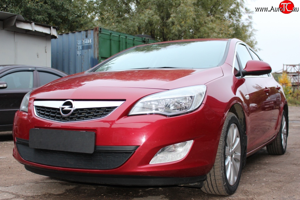 1 469 р. Сетка на бампер Russtal (черная) Opel Astra J хэтчбек 5 дв. дорестайлинг (2009-2012)  с доставкой в г. Пермь