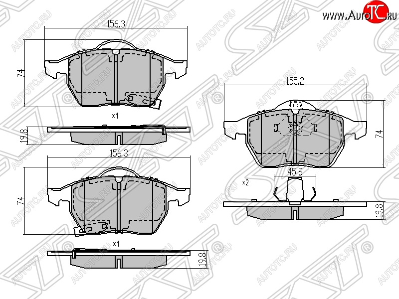 1 059 р. Колодки тормозные SAT (передние) Opel Astra H универсал (2004-2007)  с доставкой в г. Пермь