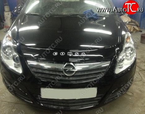 999 р. Дефлектор капота Russtal Opel Corsa D   дорестайлинг, хэтчбэк 5 дв. (2006-2010)  с доставкой в г. Пермь