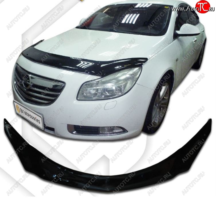 2 599 р. Дефлектор капота CA-Plastic  Opel Insignia  A (2008-2013) дорестайлинг седан (Classic черный, Без надписи)  с доставкой в г. Пермь