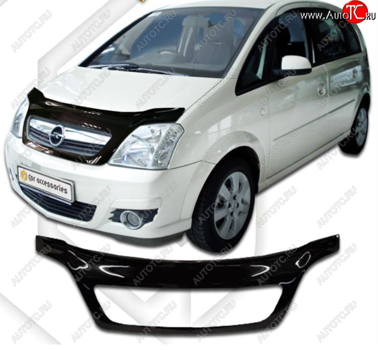 2 599 р. Дефлектор капота CA-Plastic  Opel Meriva  A (2002-2010) (Classic черный, Без надписи)  с доставкой в г. Пермь