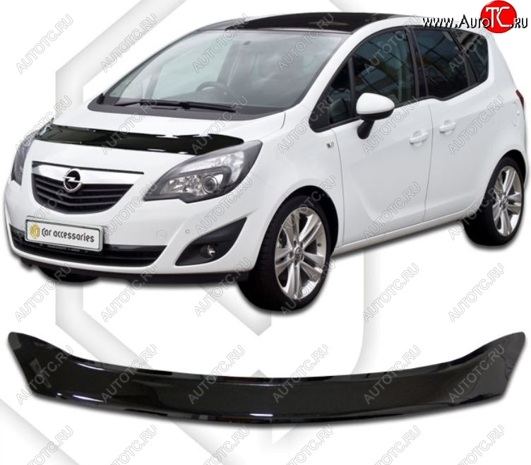 1 999 р. Дефлектор капота CA-Plastic  Opel Meriva  B (2010-2013) (Classic черный, Без надписи)  с доставкой в г. Пермь