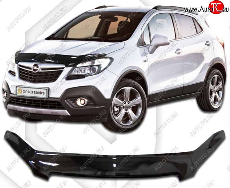 2 199 р. Дефлектор капота CA-Plastic Opel Mokka  дорестайлинг (2012-2016) (Classic черный, Без надписи)  с доставкой в г. Пермь