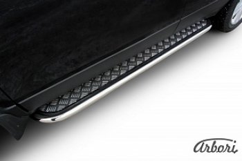 Защита штатных порогов с листом Arbori (труба - нержавейка d42, лист - алюминий) Opel Mokka  дорестайлинг (2012-2016)