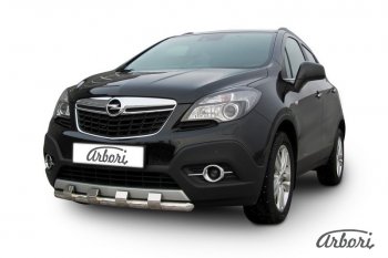 14 363 р. Защита переднего бампера Arbori (с декоративными элементами, нержавейка, 1 труба d57 mm) Opel Mokka  дорестайлинг (2012-2016)  с доставкой в г. Пермь. Увеличить фотографию 2