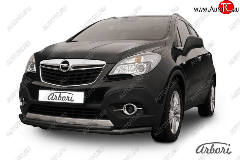 7 559 р. Защита переднего бампера Arbori (черная, 2 трубы d57 и 42 mm) Opel Mokka  дорестайлинг (2012-2016)  с доставкой в г. Пермь
