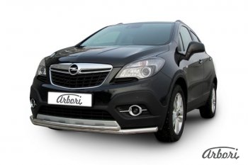 14 363 р. Защита переднего бампера Arbori (нержавейка, 2 трубы d57 и 42 mm) Opel Mokka  дорестайлинг (2012-2016)  с доставкой в г. Пермь. Увеличить фотографию 2