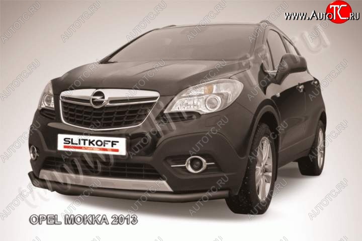 8 599 р. защита переднего бампера Slitkoff Opel Mokka  дорестайлинг (2012-2016) (Цвет: серебристый)  с доставкой в г. Пермь