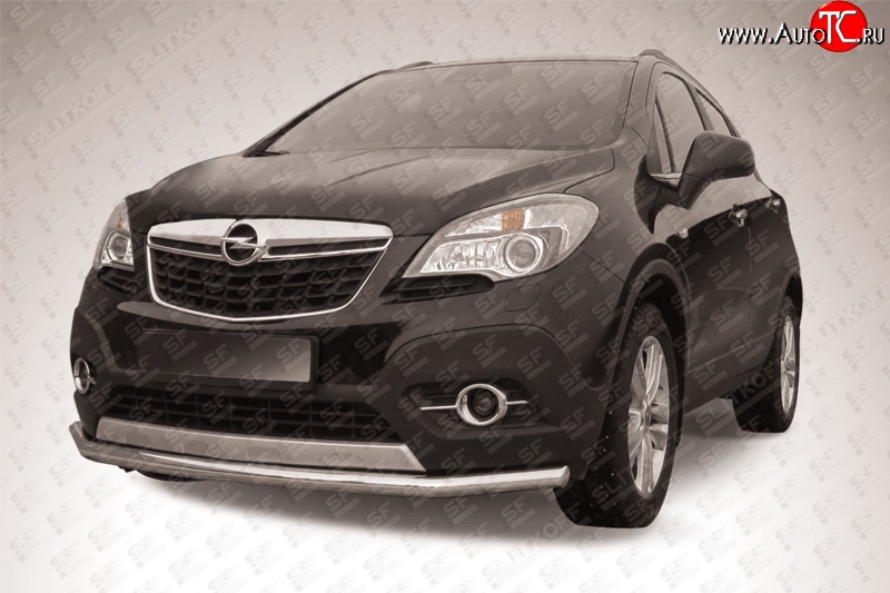 12 299 р. Защита переднего бампера из длинной трубы диаметром 57 мм Slitkoff Opel Mokka  дорестайлинг (2012-2016) (Цвет: нержавеющая полированная сталь)  с доставкой в г. Пермь