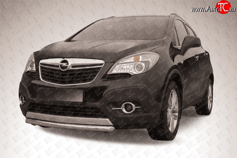 11 299 р. Защита переднего бампера из короткой трубы диаметром 57 мм Slitkoff Opel Mokka  дорестайлинг (2012-2016) (Цвет: нержавеющая полированная сталь)  с доставкой в г. Пермь