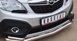 18 999 р. Защита переднего бампера (2 трубыØ63 и 42 мм, нержавейка) SLITKOFF Opel Mokka  дорестайлинг (2012-2016)  с доставкой в г. Пермь. Увеличить фотографию 2