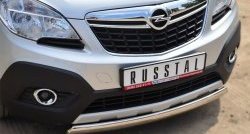11 599 р. Защита переднего бампера (Ø75х42 мм, нержавейка) Russtal Opel Mokka  дорестайлинг (2012-2016)  с доставкой в г. Пермь. Увеличить фотографию 2