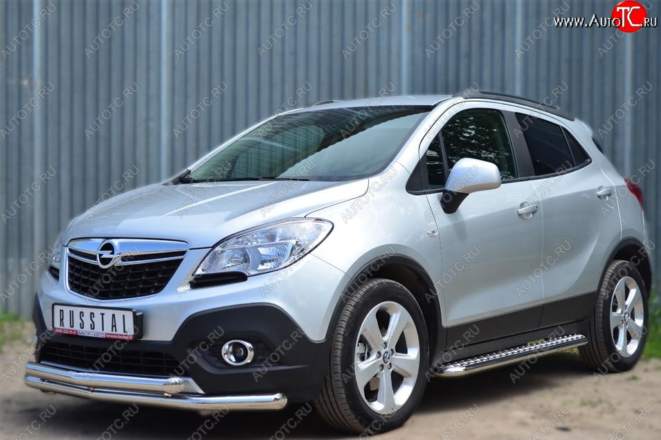 35 549 р. Защита порогов из круглой трубы диаметром 42 мм SLITKOFF v3  Opel Mokka (2012-2016)  дорестайлинг  с доставкой в г. Пермь