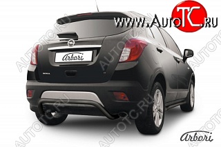 6 389 р. Защита заднего бампера Arbori (скоба, черная, 1 труба d57 mm). Opel Mokka  дорестайлинг (2012-2016)  с доставкой в г. Пермь