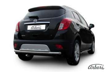 12 869 р. Защита заднего бампера Arbori (нержавейка, 2 трубы d57 и 42 mm). Opel Mokka  дорестайлинг (2012-2016)  с доставкой в г. Пермь. Увеличить фотографию 2