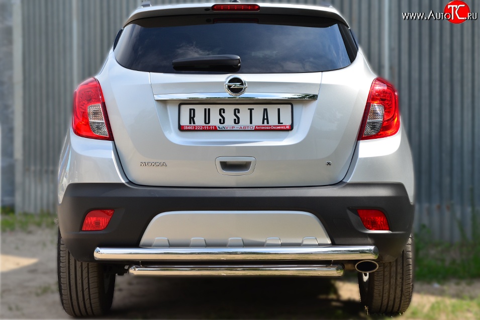 17 499 р. Защита заднего бампера (2 трубы Ø63 мм, нержавейка) SLITKOFF Opel Mokka  дорестайлинг (2012-2016)  с доставкой в г. Пермь