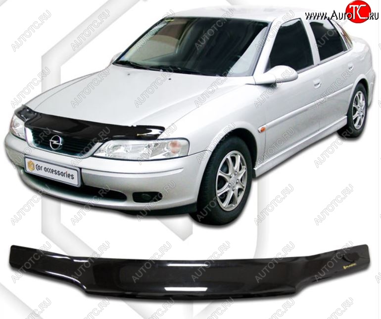 2 099 р. Дефлектор капота CA-Plastic Opel Vectra B седан дорестайлинг (1995-1999) (Classic черный, Без надписи)  с доставкой в г. Пермь
