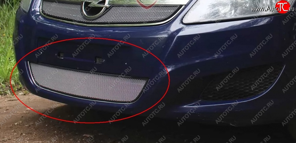 1 539 р. Нижняя решётка в воздуховод автомобиля Russtal (хром) Opel Zafira В рестайлинг (2007-2015)  с доставкой в г. Пермь