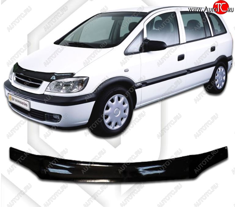 1 999 р. Дефлектор капота CA-Plastic Opel Zafira A (1999-2006) (Classic черный, Без надписи)  с доставкой в г. Пермь