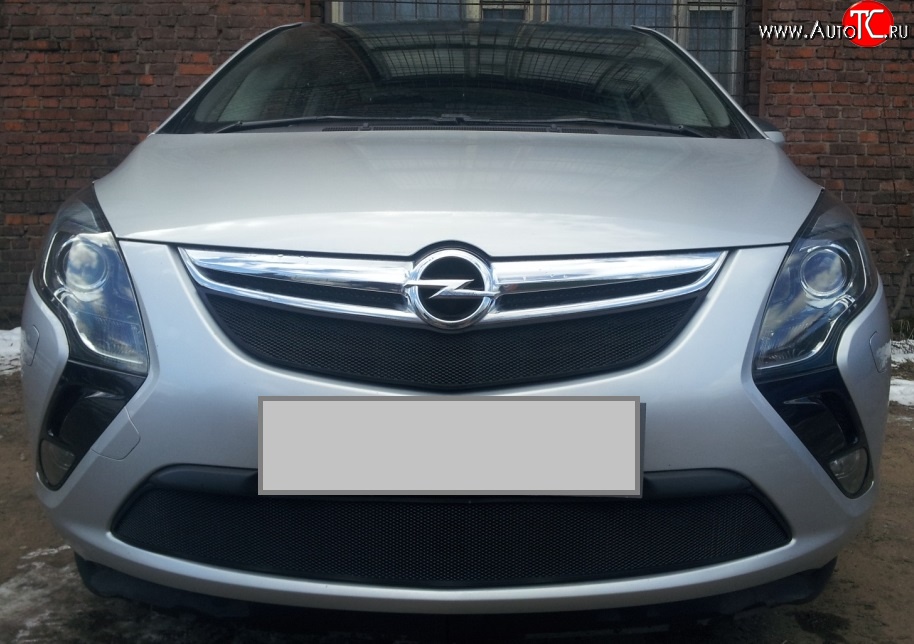1 469 р. Нижняя сетка на бампер Russtal (черная) Opel Zafira С дорестайлинг (2011-2016)  с доставкой в г. Пермь